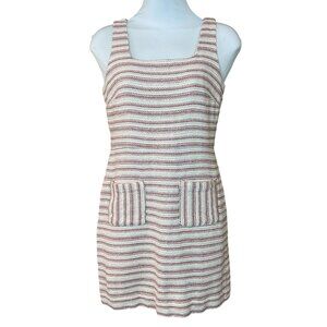 LOFT Petites Sleeveless Textured Tweed Dress Pink Cream Metallic Gold Thread 4P